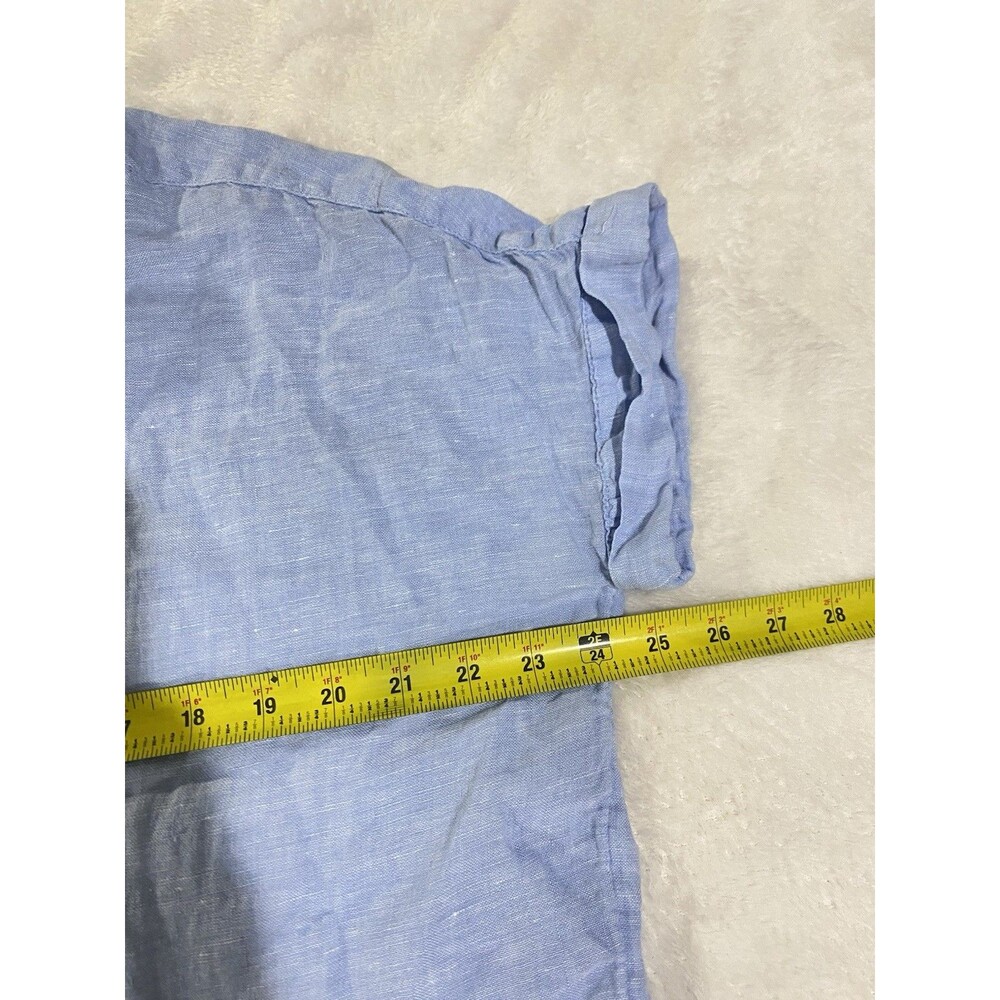 Rachel Rachel Roy Womens L 100% Linen Button Down Light Blue Short Sleeve Beach - Picture 7 of 8